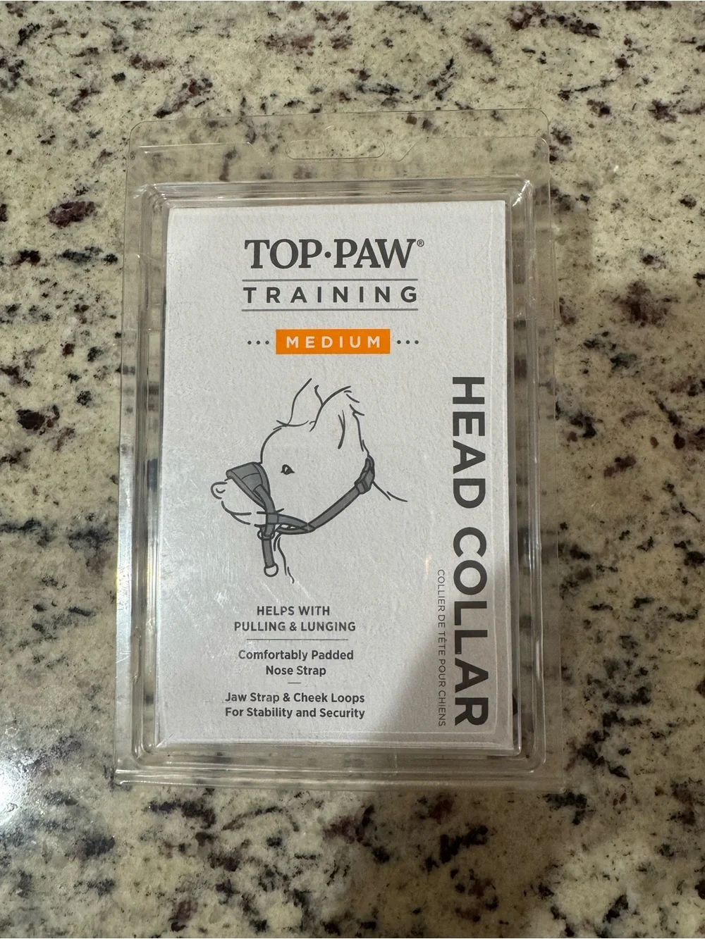Top Paw Head Collar in Black and White